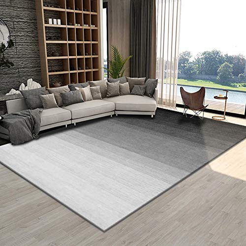 GOYAN Geométrico Moderno Alfombras Salon Grandes Luxury Alfombra de Salón Dormitorio Habitacion Pelo Corto Fácil Mantenimiento Antideslizante Lavables Gris Degradado Negro