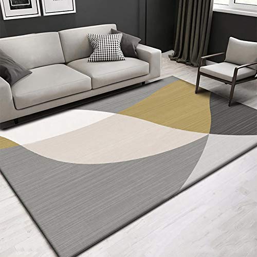GOYAN Geométrico Moderno Sala Alfombras Home Alfombra Interior Y Exterior Fácil Mantenimiento Alfombras Dormitorio Antideslizante Online Decoración del Hogar Gris Beige150cmx200cm
