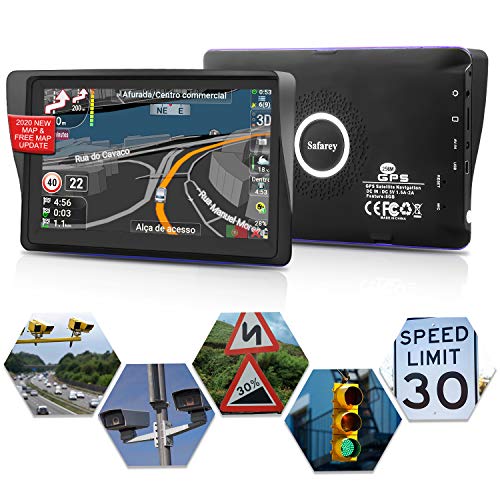 GPS coches, 7 Pulgadas Navegadores GPS para Coche, Navegador gps para coche, pantalla táctil capacitiva de alto brillo, Actualización del mapa de por vida,Dirección de giro recordando voz real hablada