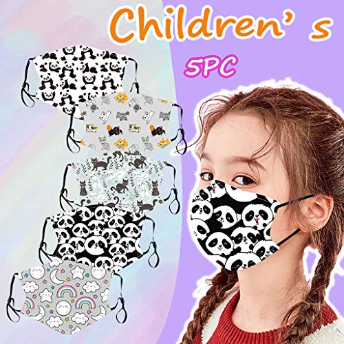Gpure 5Pcs Niños Reutilizable ?Á????????? Repuesto Filtro Panda Patrón De Dibujos Gasa De Algodon Bufanda Antipolvo A Prueba Exteriores con Ajustable para Los Oídos