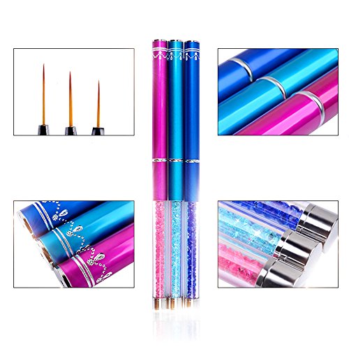 Gracelaza 3 PCS Nail Art Diseño Pintura que puntea la herramienta Pluma Pincel de dibujo polaco #3