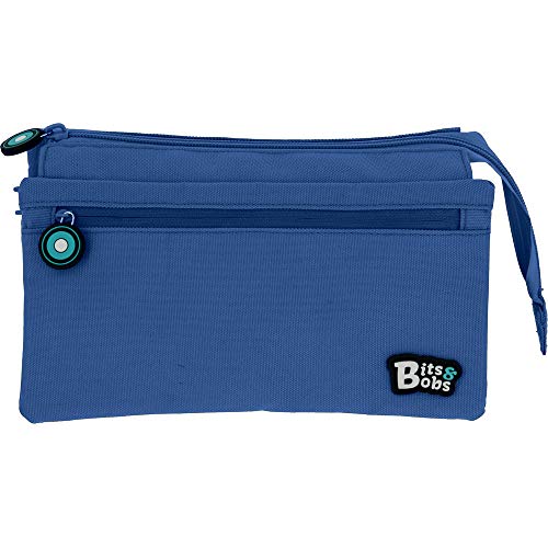 Grafoplás - 37543330. Estuche Portatodo Cuádruple Azul. Línea bits & Bobs. 23x12cm