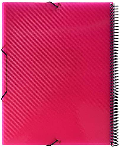 Grafoplás 39835254 Carpeta con Espiral de 50 Fundas, Tapas de Polipropileno Cristal Rayado, Color Rosa Fucsia, A4, Maxiplás Blackline Cristal