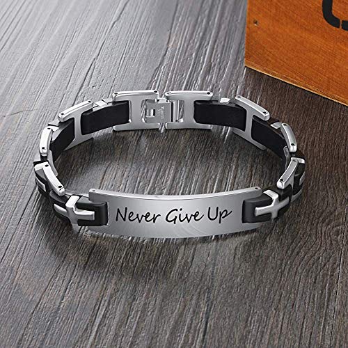 Grand Made Nombre personalizado Pulsera de acero inoxidable con pulsera grabada Pulsera personalizada Nombre Pulsera de emergencia Pulsera para mujeres (Diseño cruzado, Acero inoxidable)