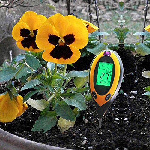 Grandbeing 4 en 1 Suelo Tester Prueba suelo medidor Medidor Humedad Suelo PH Temperatura Humedad Luz solar para innenbereich/exterior Agua Luz prueba