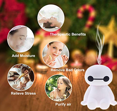 Grandwill Humidificador Aromaterapia Ultrasónico, Difusor de Aceites Esenciales 120ml, Ultra silencioso con luz Nocturna USB pequeño para el hogar, habitación de bebé, Oficina (Blanco)