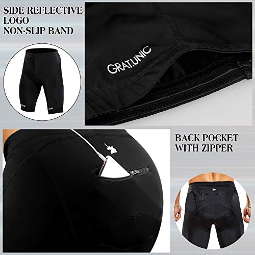 GRAT.UNIC Pantalones Cortos de Bicicleta,Shorts de Ciclismo,9D Padded Shorts,Gel de Silicona,Biker Shorts, Medio Pantalones para Bicicleta de Carretera (Negro, L)