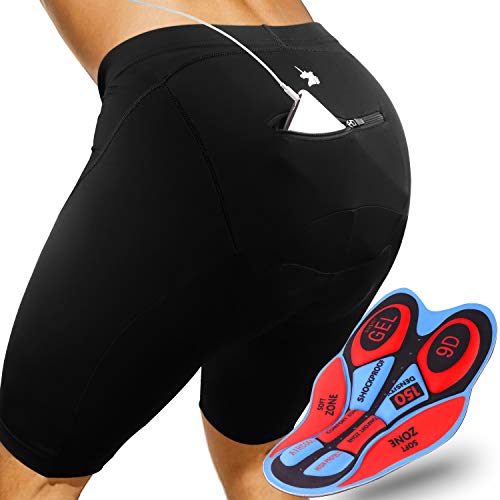 GRAT.UNIC Pantalones Cortos de Bicicleta,Shorts de Ciclismo,9D Padded Shorts,Gel de Silicona,Biker Shorts, Medio Pantalones para Bicicleta de Carretera (Negro, L)