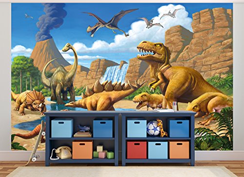 GREAT ART Foto Mural de Mundo Dinosaurio Infantil 336 x 238 cm - Papel Pintado 8 Piezas incluye Pasta para pegar