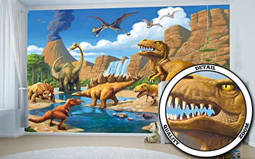 GREAT ART Foto Mural de Mundo Dinosaurio Infantil 336 x 238 cm - Papel Pintado 8 Piezas incluye Pasta para pegar