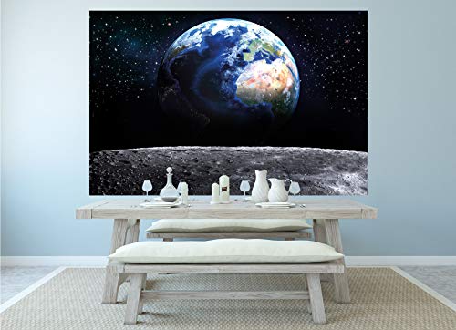 GREAT ART Mural de Pared – Vista de la Tierra Desde el Espacio – Decoración Mural Mundo Luna Cielo Planeta Galaxia Universo Cosmos Globo World Foto Tapiz Y Decoración (210 x 140 cm)