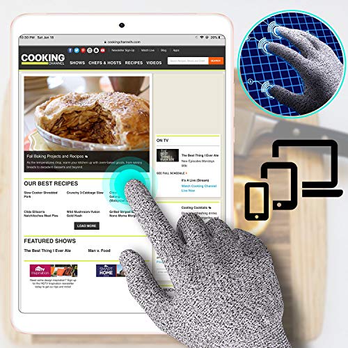 Grebarley Guantes Anticorte,Guantes de Cocina Seguridad Nivel 5 Protección,Guantes Resistentes a Cortes para Cocina/Exterior/Explorar,Gris 1 par(L)