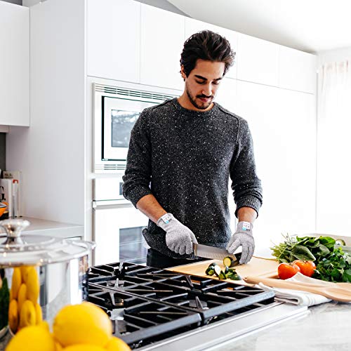 Grebarley Guantes Anticorte,Guantes de Cocina Seguridad Nivel 5 Protección,Guantes Resistentes a Cortes para Cocina/Exterior/Explorar,Gris 1 par(L)