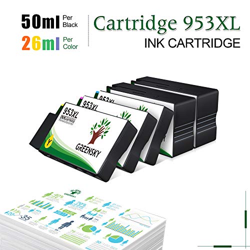 GREENSKY Reemplazo de Cartuchos de Tinta compatibles para HP 953 XL 953XL para HP OfficeJet Pro 8710 8720 7720 7730 7740 8715 8718 8210 8725 8218 8728 8730 8740 (2 Negro 1 Amarillo 1 Cian 1 Magenta)