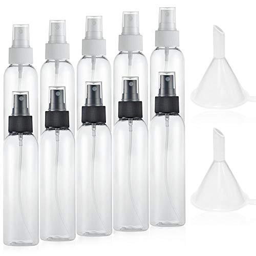 Gresunny 10 Piezas 100ml Botellas de Spray vacias Bote Spray Niebla Fina Botella pulverizador plastico con embudos Recargables Botella atomizador de Viaje portátil para Alcohol Perfume cosméticos