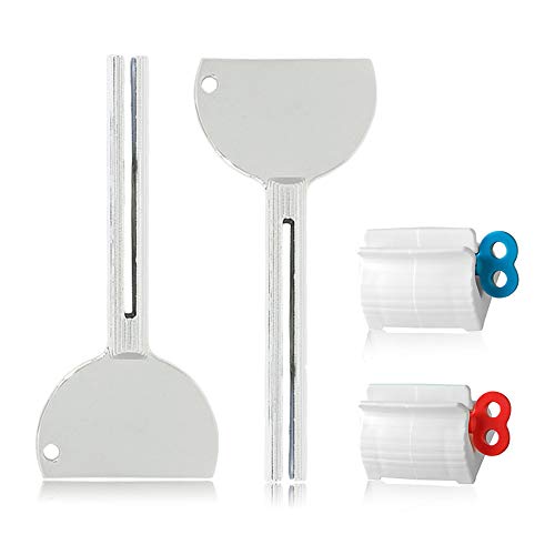Gresunny 4pcs exprimidor de tubos apretadores de tubos metálico exprimidors de pasta de dientes rodante dispensador de pasta de dental manual para cosméticos cabello tinte crema manos peluquería