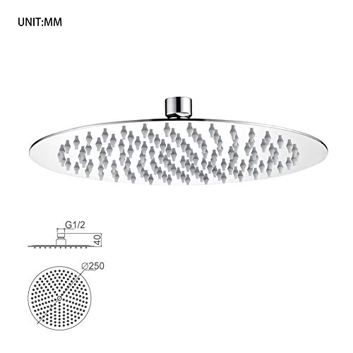 GRIFEMA Porto - Columna termostática ducha, sistema de ducha con alcachofa, rociador 25x25 cm, manguera y soporte, Cromo