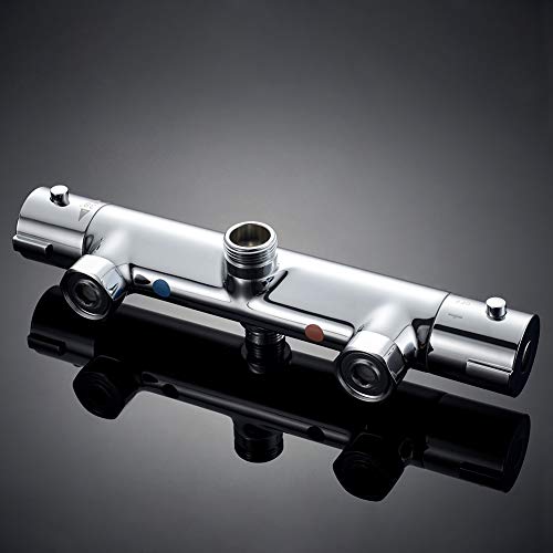 GRIFEMA Porto - Columna termostática ducha, sistema de ducha con alcachofa, rociador 25x25 cm, manguera y soporte, Cromo