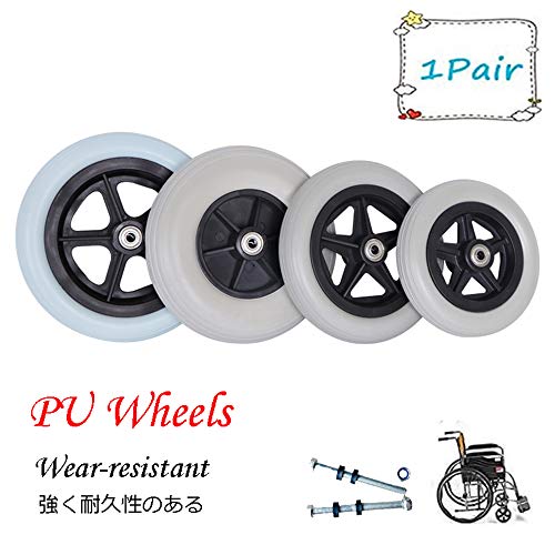 Gris,PU Rueda,Repuesto Ruedas Delanteras para Silla de Ruedas,15 cm, 17,5 cm, 19 cm, 20 cm,Adecuado para Vehículos Sanitarios,Carrito,1 Par