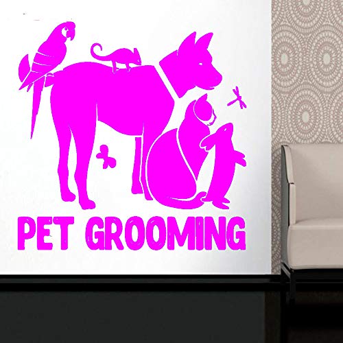 Grooming Salon Art Stickers - Calcomanía de Cuidado de Animales para Cachorros para Tienda de Mascotas - Calcomanía de Vinilo para peluquería de Mascotas para escaparate Diw WW-5 57x57cm