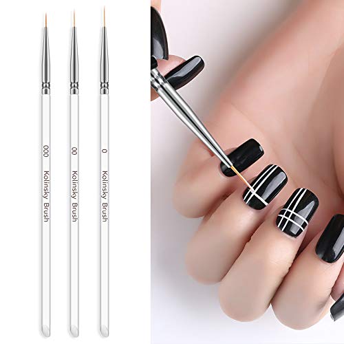 Gshy Nail Brush Tools Pintado dibujo bolígrafo de pintura de uñas cepillo fino línea pequeño para los mejores regalos duraderos pintauñas lápiz 7 mm 9 mm 11 mm 3 unidades