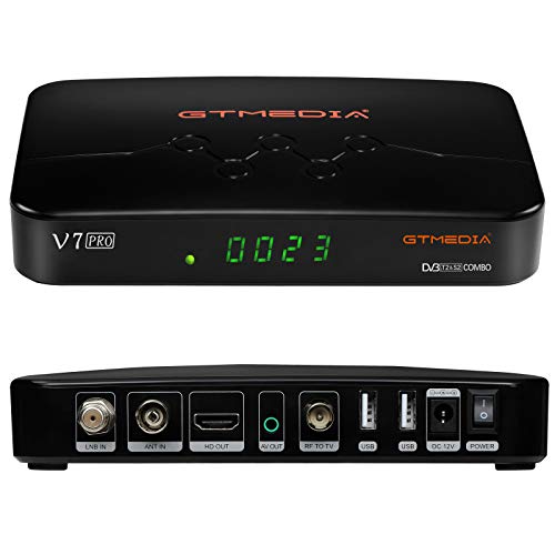 GT MEDIA V7 Pro Decodificador Satelite TDT Combo DVB-S/S2/S2X DVB-T/T2 Full HD 1080p H.265 10bit con Antena WiFi USB / CA Lector de Tarjeta, Soporte CCcam Youtube autoBiss (GT MEDIA V7 Plus Mejorada)