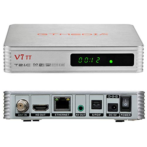 GT Media V7 TT DVB-T/T2 Decodificador TDT DVB-C Receptor de TV por Terrestre Cable Combo H.265 10bit Full HD 1080p con Antena WiFi USB / Ethernet, Soporte Youtube CCcam EPG LCN