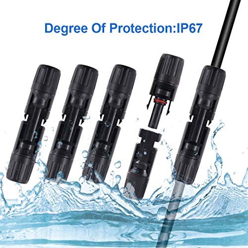 GTIWUNG 6 pares Conector MC4, Conector Solar Fotovoltaico, Macho/Hembra MC4 Conector Impermeable de Anillo de Sello Impermeable, Conectores de Cable de Panel Solar para Sistema Fotovoltaico, Negro