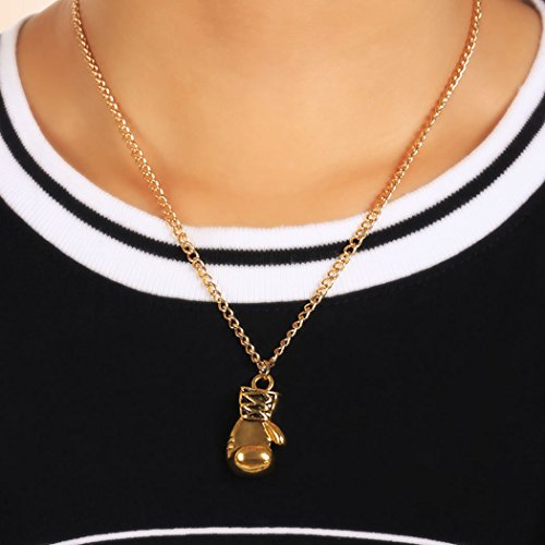 Guantes de boxeo Ardisle lámpara de techo collar con colgante de Rocky para pulsera para hombre regalo dorado