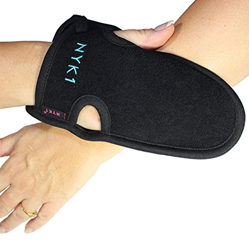 Guantes de esponja para exfoliación corporal: guantes de ducha que eliminan la fina capa seca del bronceado. Esponja de baño y spa para el cuerpo. Limpia y exfolia tu cara, brazos y piernas (Negro)