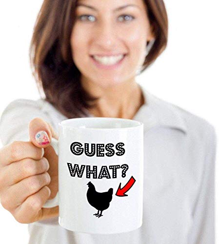 Guess What Chicken Butt Funny Novedad Humor 11oz Taza de té de café de vidrio de cerámica blanca