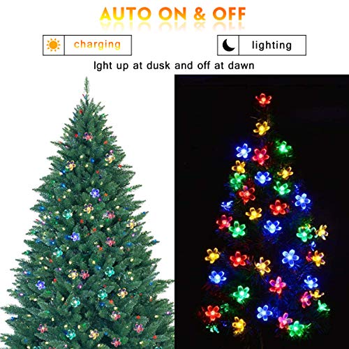 Guirnalda Luces Exterior Solar, 39 pies 100 LED 8 Modos Cadena de Luces, Impermeables Guirnalda Luminosas de hadas con energía solar, Decoración para Navidad, jardín, patio, fiesta