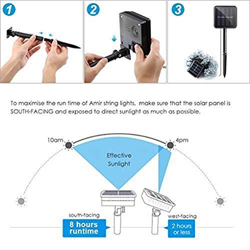 Guirnalda Luces Exterior Solar, 39 pies 100 LED 8 Modos Cadena de Luces, Impermeables Guirnalda Luminosas de hadas con energía solar, Decoración para Navidad, jardín, patio, fiesta