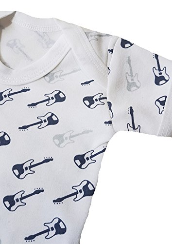 Guitare Body bébé pour garçons ou filles | 1 Rock N Roll en métal bébé Gilet/neutre Body – Idéal pour baby shower, Twin, unisexe, ou 1st Cadeau bébé | par bébé Moo UK blanc blanc 6-12 mois