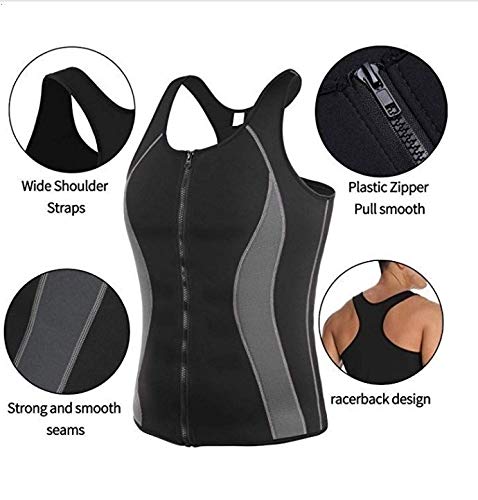 Gungungun Chaleco De Entrenamiento De Cintura para Hombre para Pérdida De Peso Corsé De Neopreno Caliente Body Shaper Cremallera Sauna Tank Top Workout Shirt (Size : S)