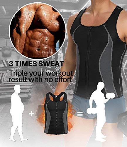 Gungungun Chaleco De Entrenamiento De Cintura para Hombre para Pérdida De Peso Corsé De Neopreno Caliente Body Shaper Cremallera Sauna Tank Top Workout Shirt (Size : S)