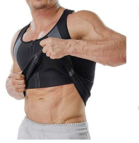 Gungungun Chaleco De Entrenamiento De Cintura para Hombre para Pérdida De Peso Corsé De Neopreno Caliente Body Shaper Cremallera Sauna Tank Top Workout Shirt (Size : S)