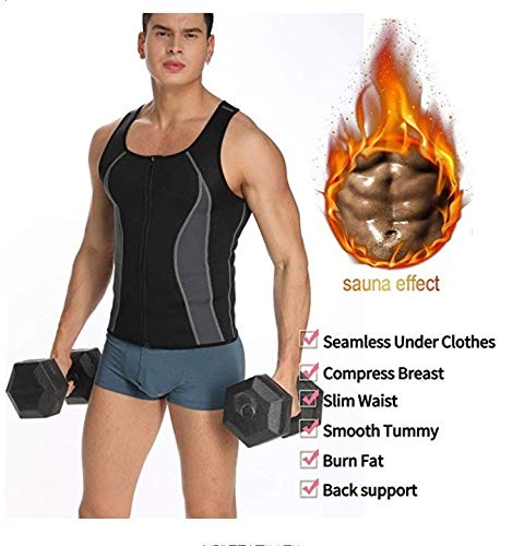 Gungungun Hombres Sauna Entrenamiento Neopreno Tank Top Chaquetas De Entrenamiento para Bajar De Peso Body Shaper Ropa Sudor Sauna Traje Ejercicio Fitness (Size : S)