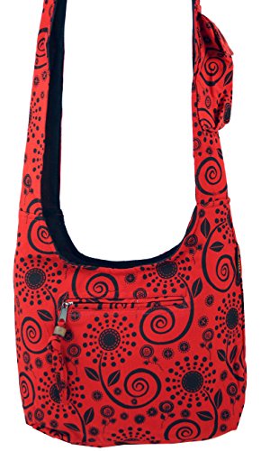 GURU-SHOP Bolso de Sadhu, Comprador, Bolso Pequeño - Rojo, Unisex - Adultos, Algodón, Tama�o:One Size, 20x30x10 cm, Bolsas Sadhu, Bolsas Hippie