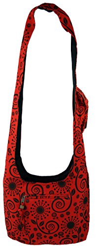 GURU-SHOP Bolso de Sadhu, Comprador, Bolso Pequeño - Rojo, Unisex - Adultos, Algodón, Tama�o:One Size, 20x30x10 cm, Bolsas Sadhu, Bolsas Hippie