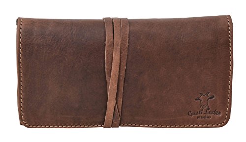 Gusti Estuche Lápices Cuero studio Casper Lapicero Universidad Trabajo Oficina Bolígrafo Unisex Vintage Retro Marrón Oscuro 2S2-22-6