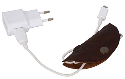 Gusti Leder nature "Stuart Sujetacables de Cuero Bridas Auriculares Abrazadera Pinza Organizador A138b