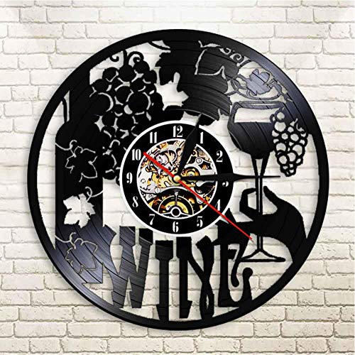 GUTONGHAO - Reloj de pared con logotipo de vino, botella de vino, vino, vino, vino, vino, vino, vino, bebida, alcohol, licor, emblema de vinilo