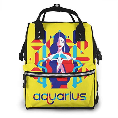 GXGZ America Flag Aztec Aquarius Mochila impermeable para pañales, compartimento con dos bolsillos y ocho de almacenamiento, elegantes y duraderas bolsas de lactancia para padres