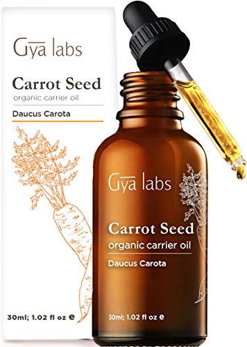 Gya Labs aceite de semilla de zanahoria orgánico de para el crecimiento del cabello y la piel - Hidratante 100% puro, sin refinar y prensado en frío para cabello seco, piel y protección UV (30 ml)