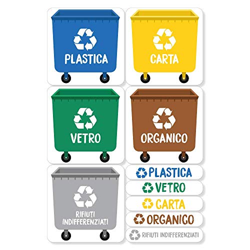 Haberdashery Online Etiquetas adhesivas para la recolección de residuos para reciclaje (5 Piezas) 4.8cm x 4.8cm color 1