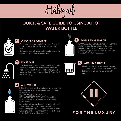 Habigail - Bolsa de agua caliente con funda de felpa super suave de goma natural de primera calidad de 1 litro, ayuda a proporcionar calidez y comodidad Perro marrón