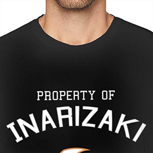 Haikyuu !! Inarizaki Volleyball Club Camiseta de algodón de Manga Corta Ajustada para Hombre Negro 6X-Large Negro