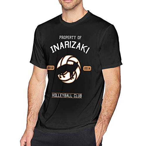 Haikyuu !! Inarizaki Volleyball Club Camiseta de algodón de Manga Corta Ajustada para Hombre Negro 6X-Large Negro