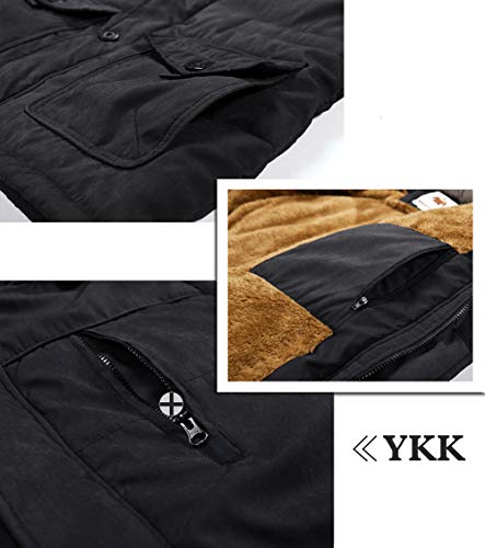 HAINES Chaquetas Parkas Hombre Invierno Abrigo Parka con Capucha Cálido Chaqueta Outdoor Negro L